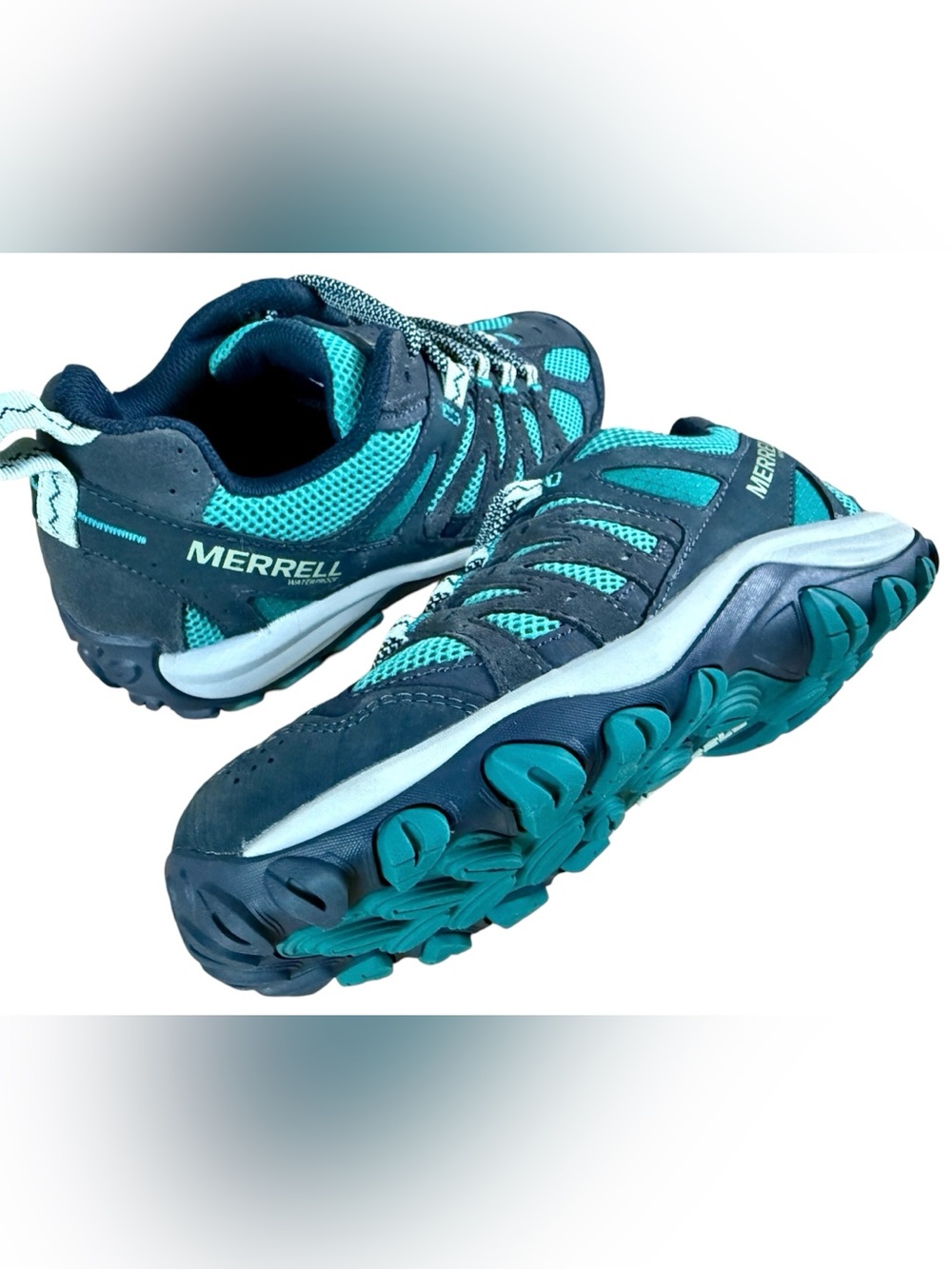 Merrell Accentor 3 WP Waterproof Hiking Shoes Teal / Navy / Blue Like New in Box - Picture 8 of 14